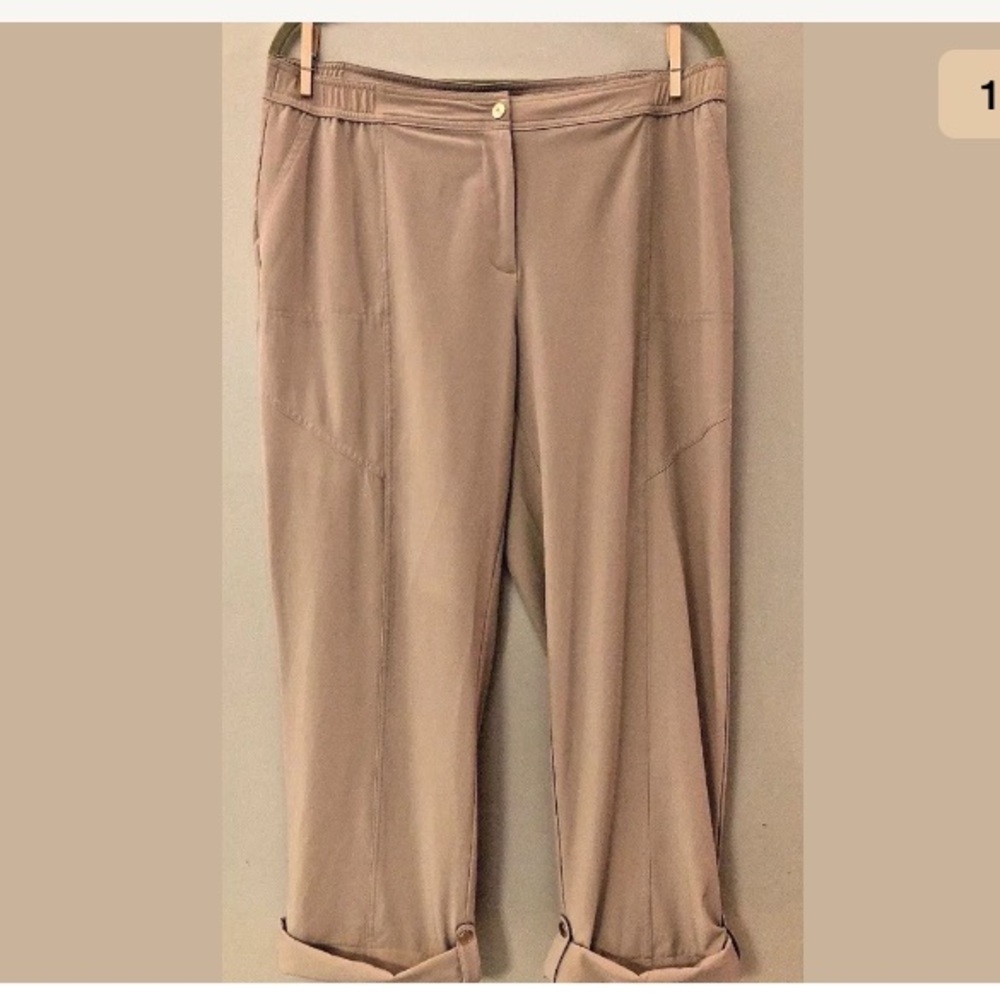 Cropped Tan Lightweight Cuff Pants Zenergy CHICOS